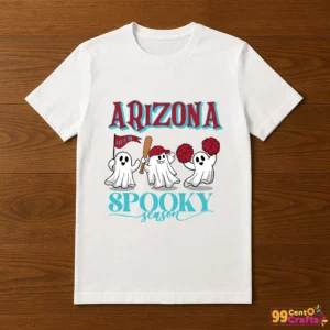 Arizona Diamondbacks Spooky Season SVG design displayed on t-shirt mockup for fan apparel