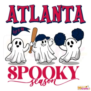 Atlanta Braves spooky season SVG design featuring ghost Halloween elements for digital crafting