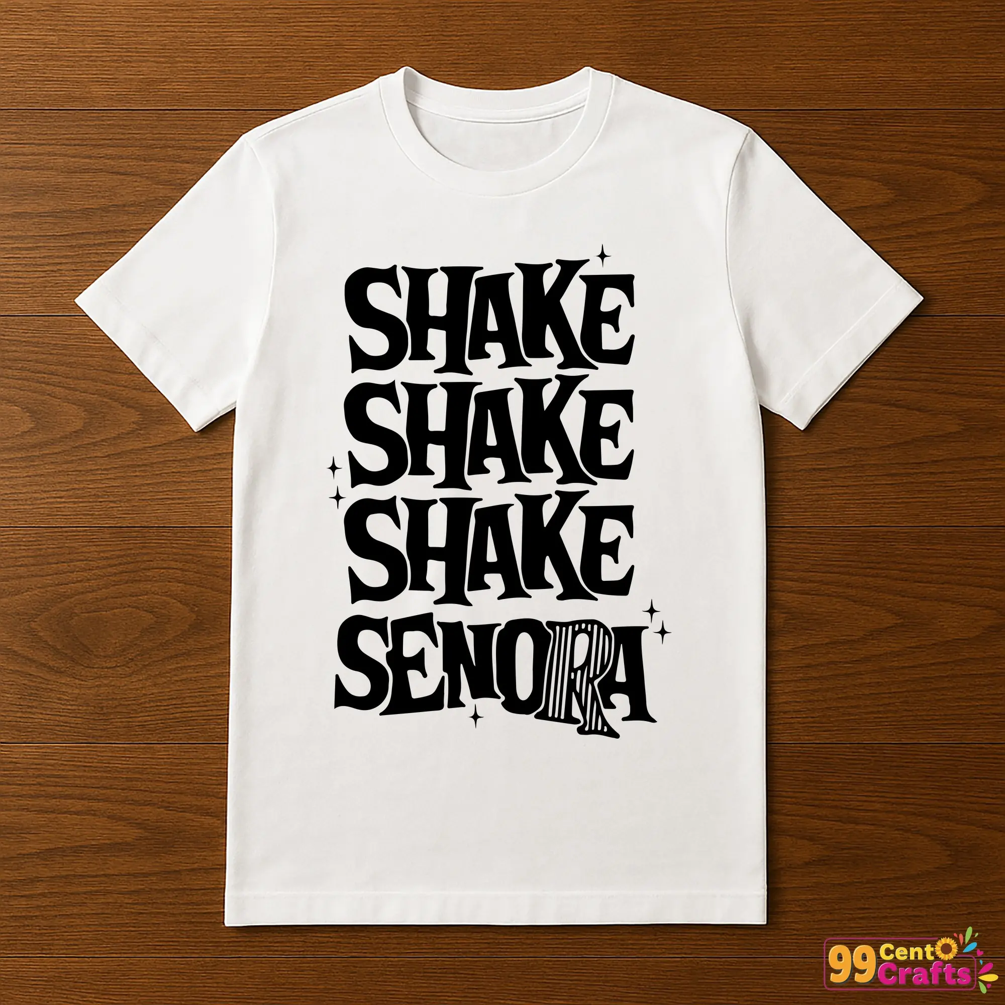 Beetlejuice Shake Shake Senora SVG design printed on t-shirt mockup showing apparel application