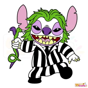 Beetlejuice Stitch Halloween SVG cut file design showing striped character with stitched details for Cricut and Silhouette