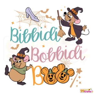 Bibbidi Bobbidi Boo Disney Halloween SVG featuring Cinderella mice Jaq and Gus design