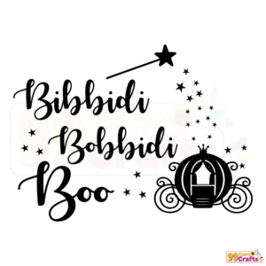 Bibbidi Bobbidi Boo silhouette SVG cut file preview with clean lines and intricate design
