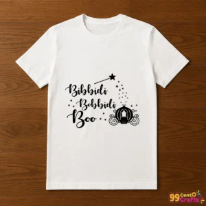 Bibbidi Bobbidi Boo silhouette design printed on a T-shirt mockup