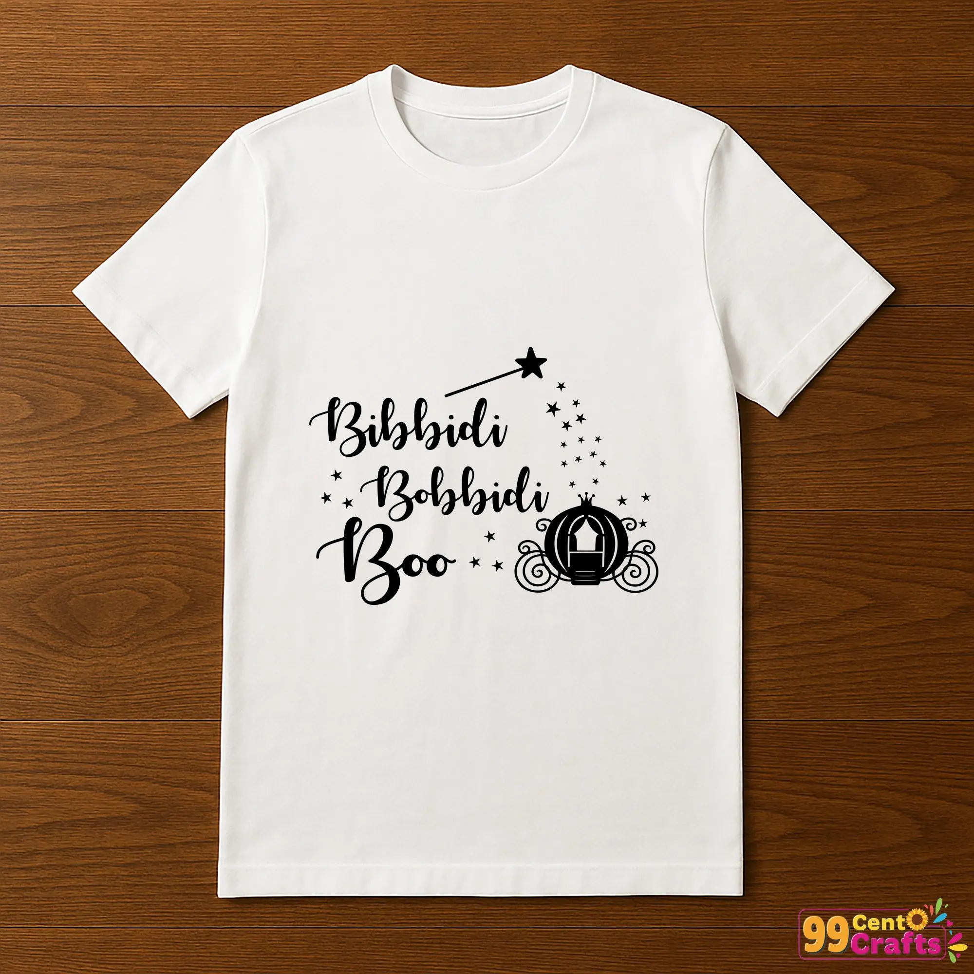 Bibbidi Bobbidi Boo silhouette design printed on a T-shirt mockup