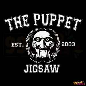 Billy the Puppet Jigsaw SVG cut file design preview showing detailed puppet face