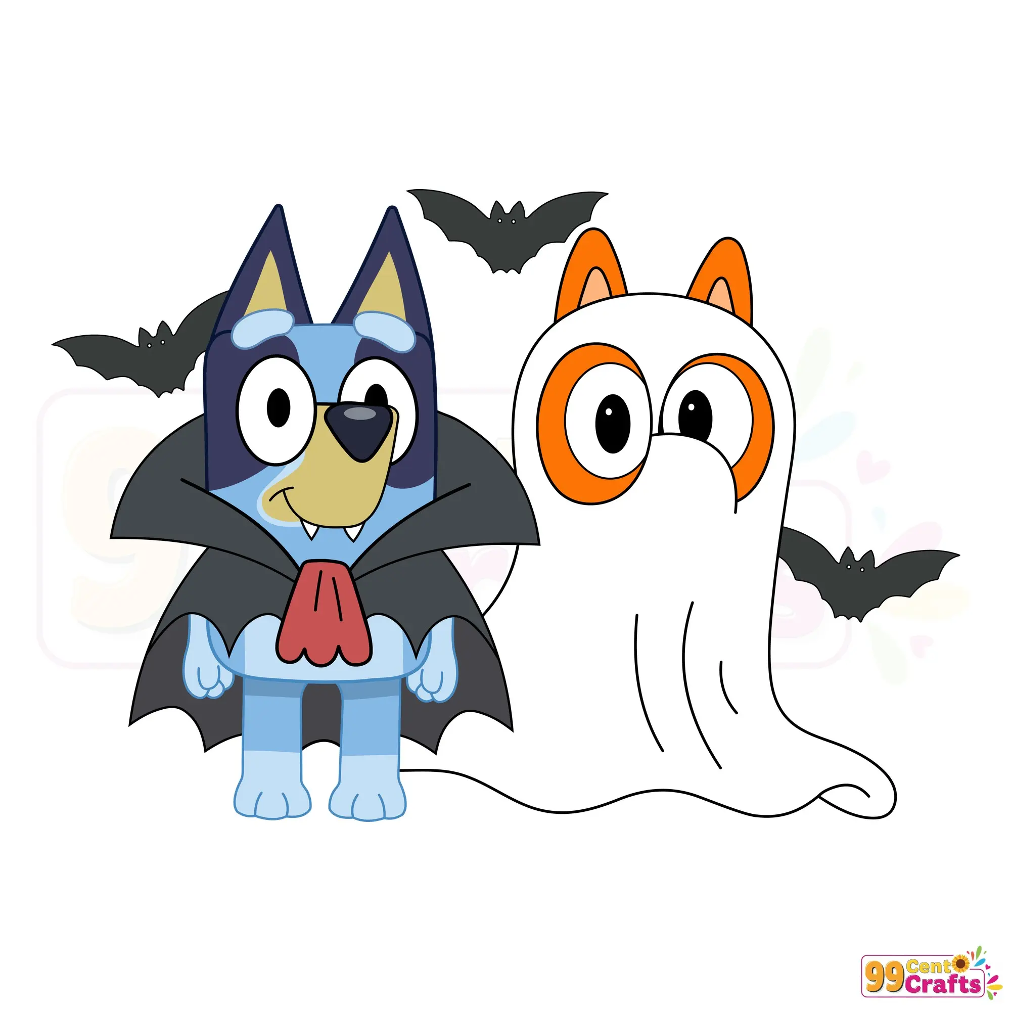 Bluey Halloween SVG design showing character in spooky costume for instant download crafting projects