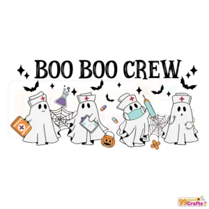 Boo Boo Crew Halloween Ghost Nurse SVG design with ghost nurse and spooky elements