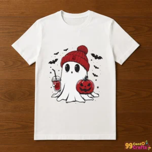 Boo Ghost Gryffindor Hogwarts House design printed on t-shirt mockup for apparel crafting