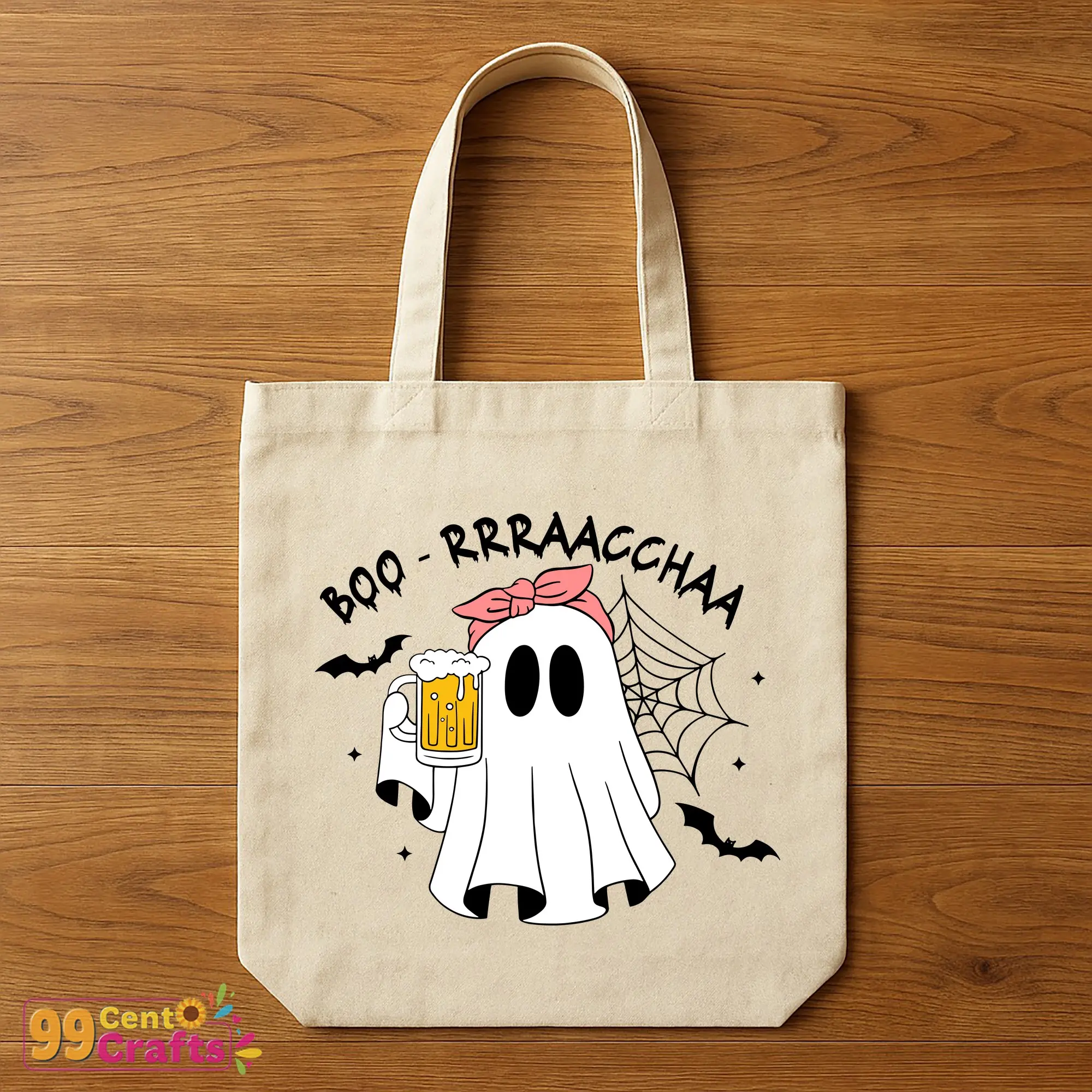 Latino Mexican Borracha Halloween Ghost SVG design displayed on tote bag mockup with boujee styling elements