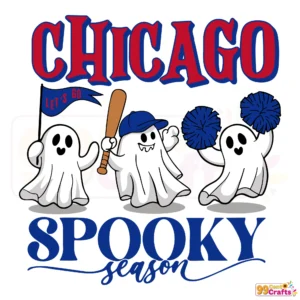 Chicago Cubs spooky season SVG design with ghost Halloween elements for crafting and digital cutting machines