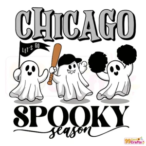 Chicago White Sox spooky season Halloween SVG design with team logo and spooky elements for crafting