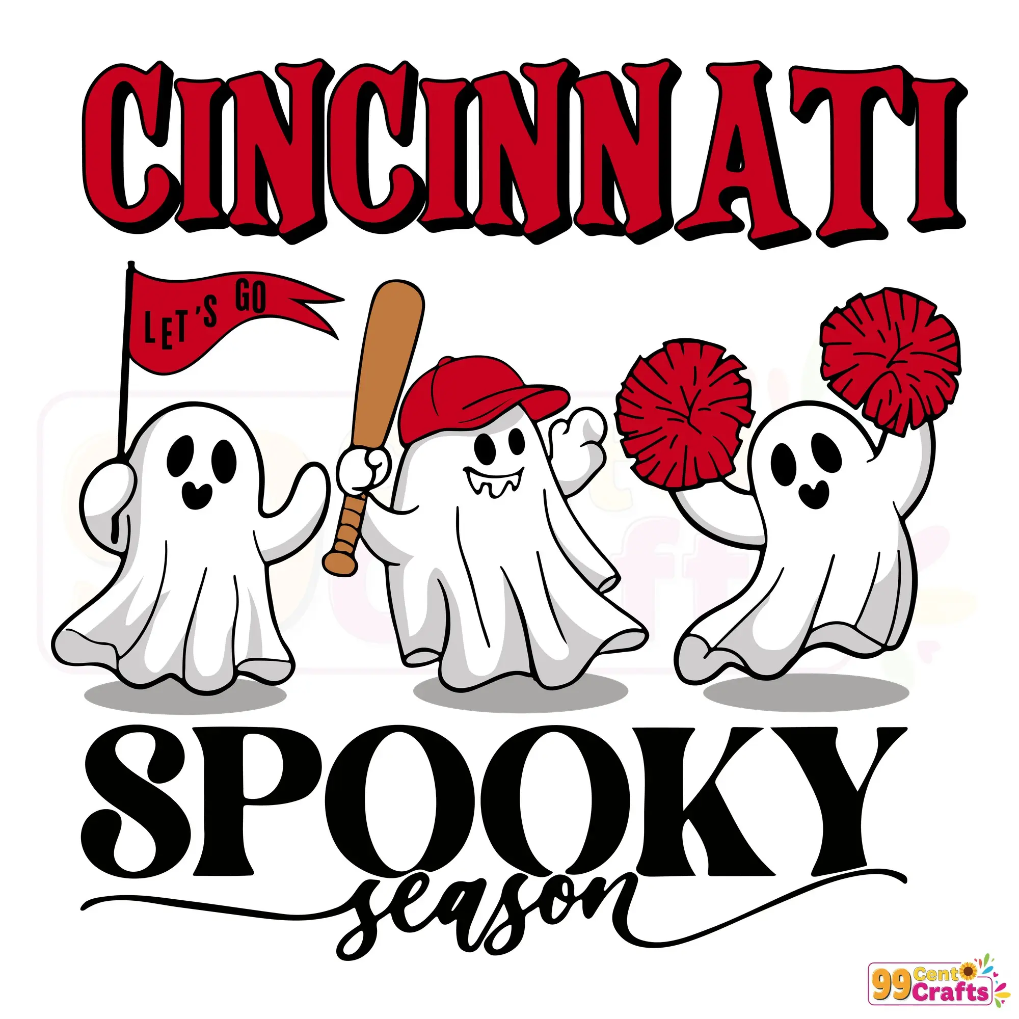 Cincinnati Reds Halloween ghost baseball SVG design displayed on tote bag mockup for lifestyle use