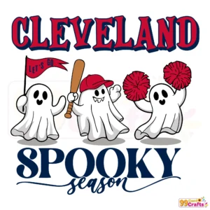 Cleveland Guardians Halloween baseball design printed on t-shirt mockup showing spooky themed apparel