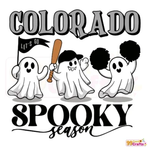Colorado Rockies baseball spooky season SVG design featuring Halloween ghost cut file for Cricut and Silhouette