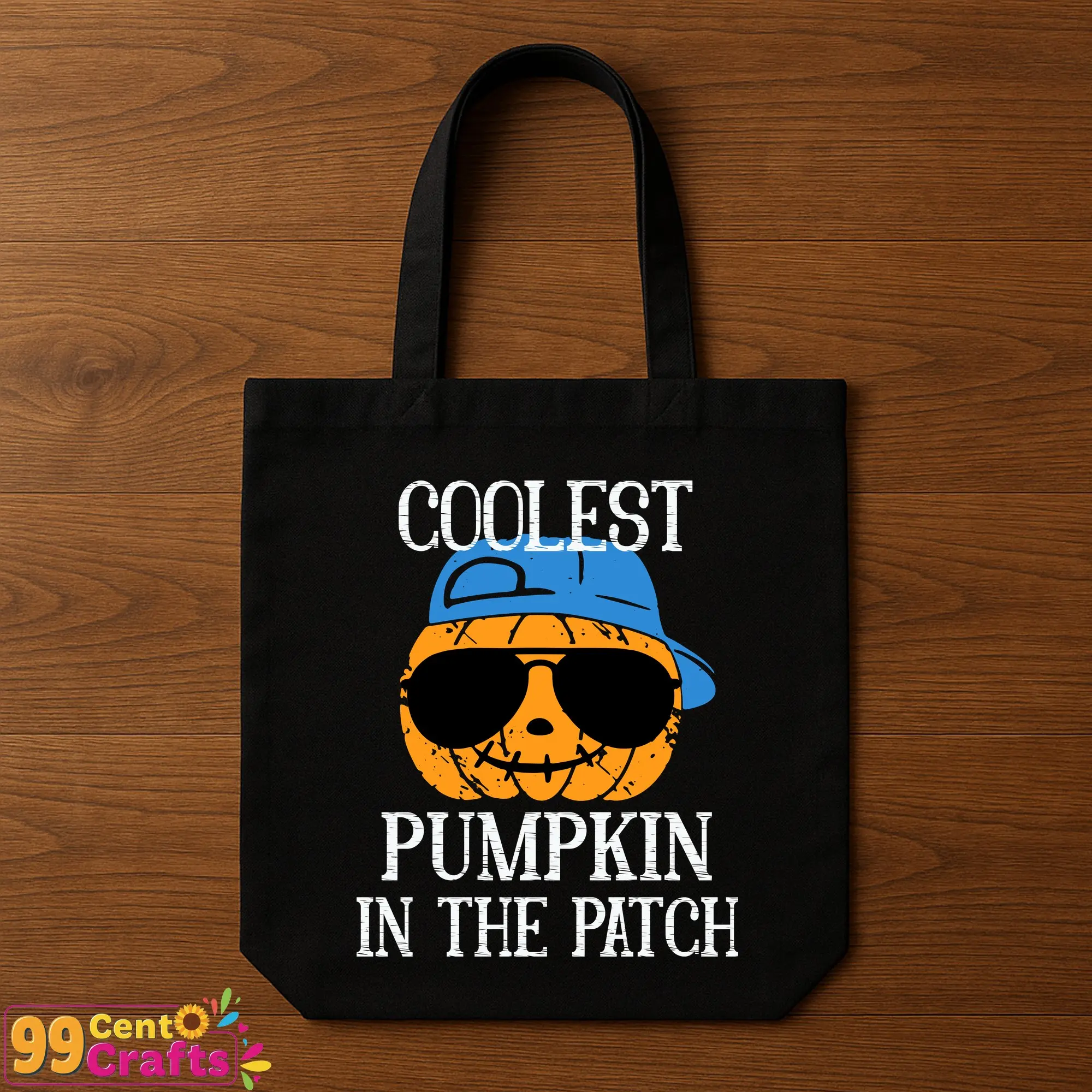 Halloween tote bag mockup with Coolest Pumpkin In The Patch SVG design for trick-or-treating