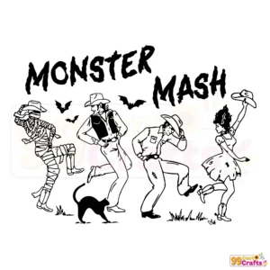 Cowboy Monster Mash Halloween western SVG design with spooky monster and cowboy hat