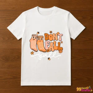 Don't Fall Y'all nurse SVG design printed on t-shirt mockup for physical therapy and fall prevention apparel