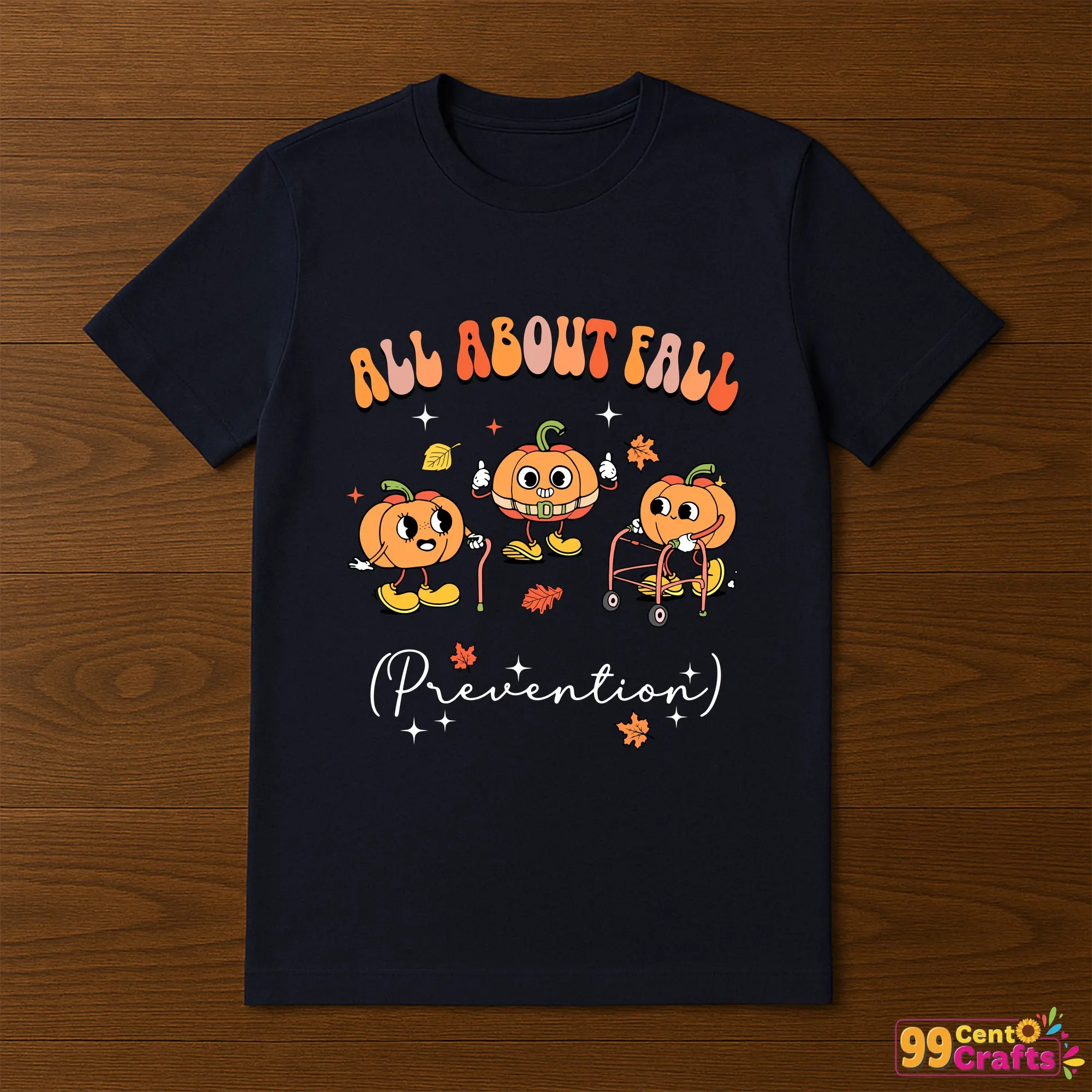 Fall prevention therapy design printed on t-shirt mockup showing healthcare awareness message