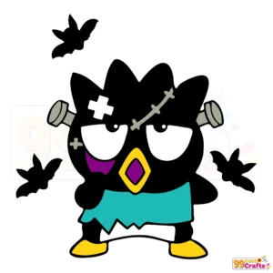 Frankenstein Badtz Maru Halloween SVG design showing cute penguin character with Frankenstein monster styling