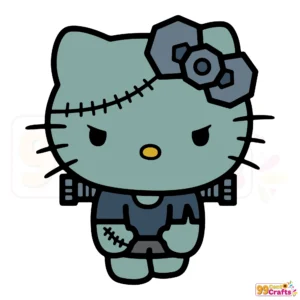 Frankenstein Hello Kitty SVG design featuring spooky Halloween horror character for Cricut and Silhouette cutting machines