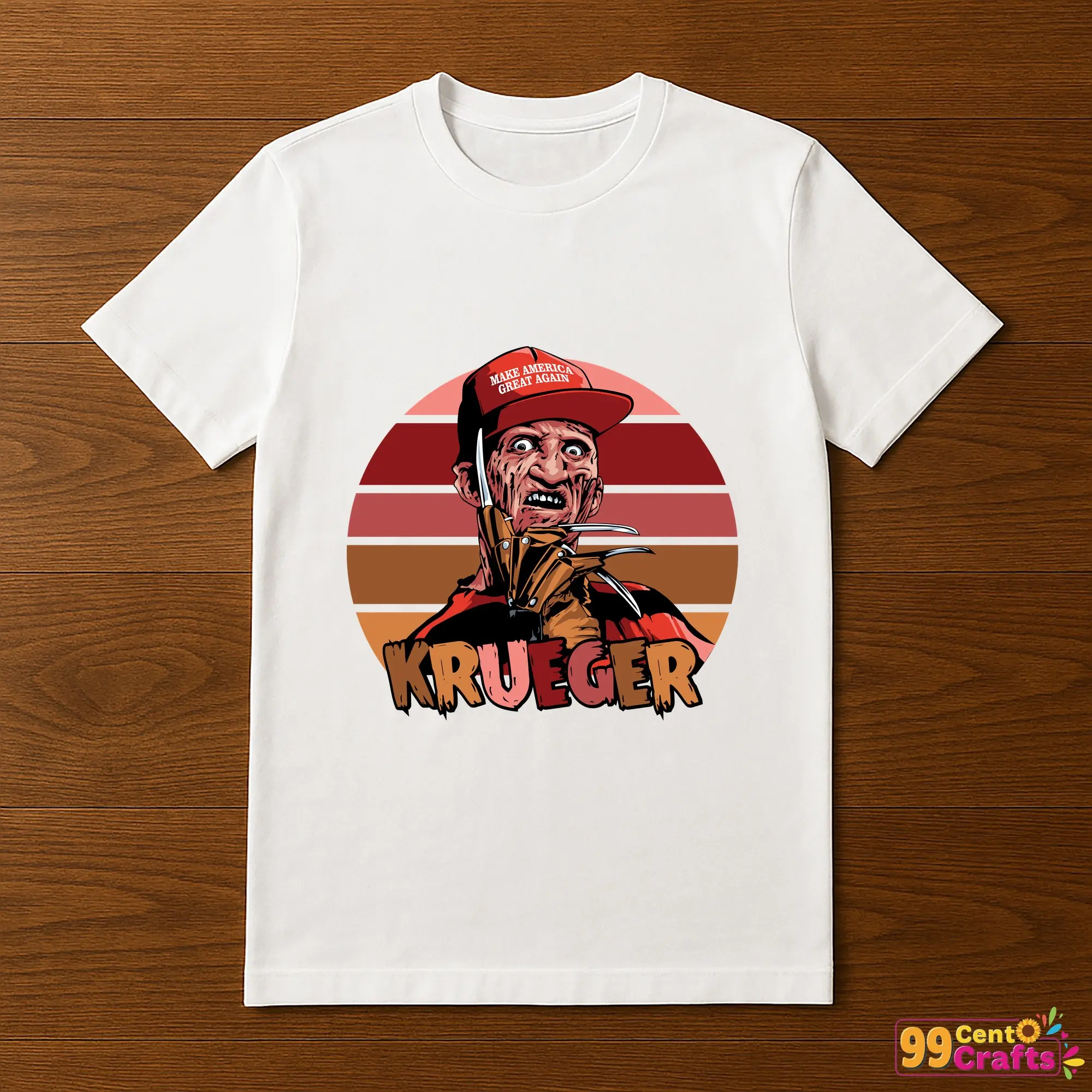 Freddy Krueger and Make America Great Again design on t-shirt mockup