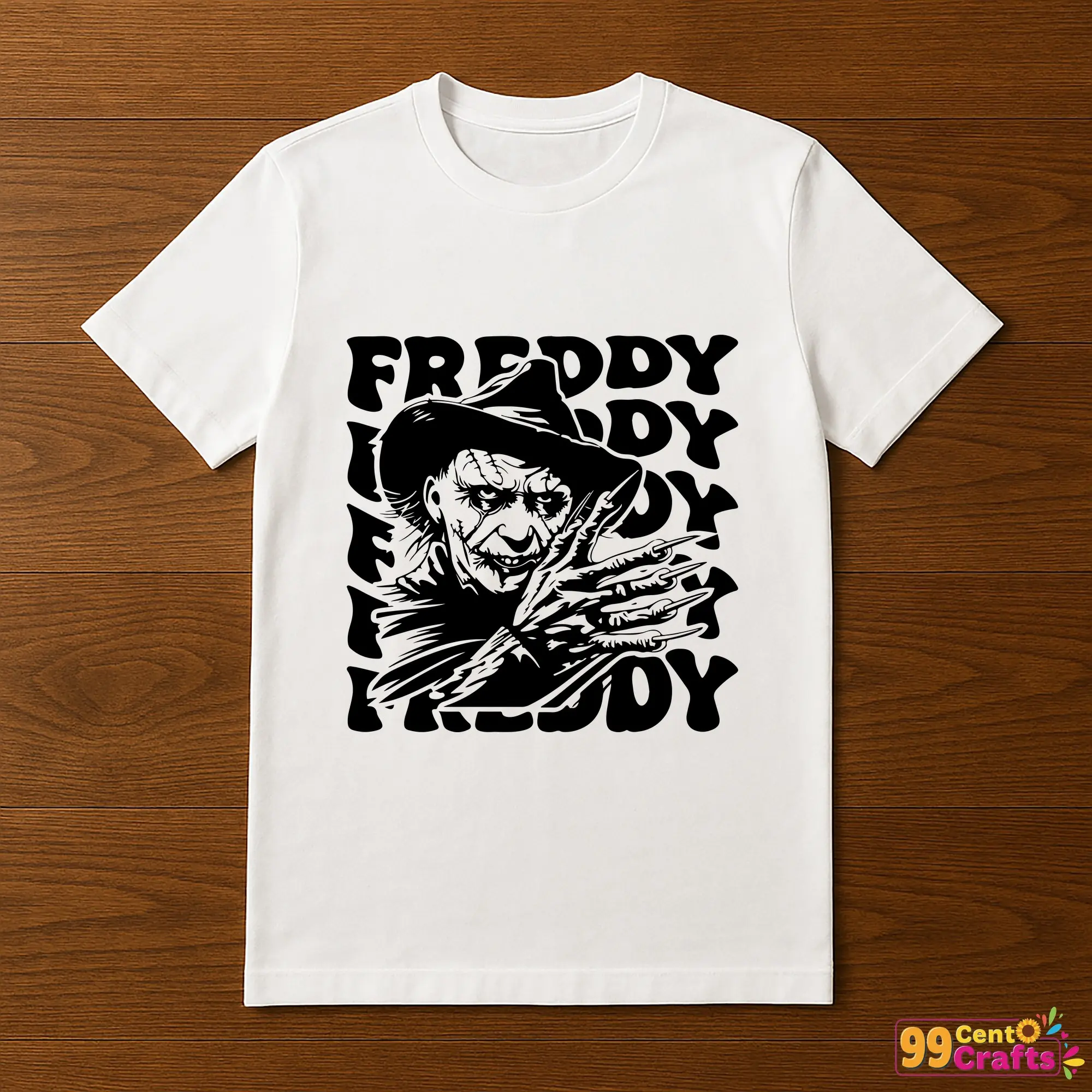 Freddy Krueger SVG design printed on a T-shirt mockup