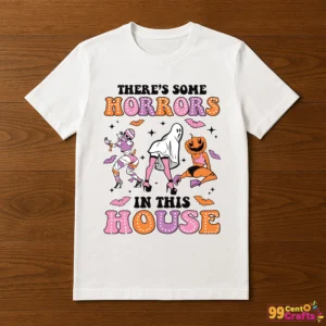 T-shirt mockup with funny girl ghost SVG design printed on front