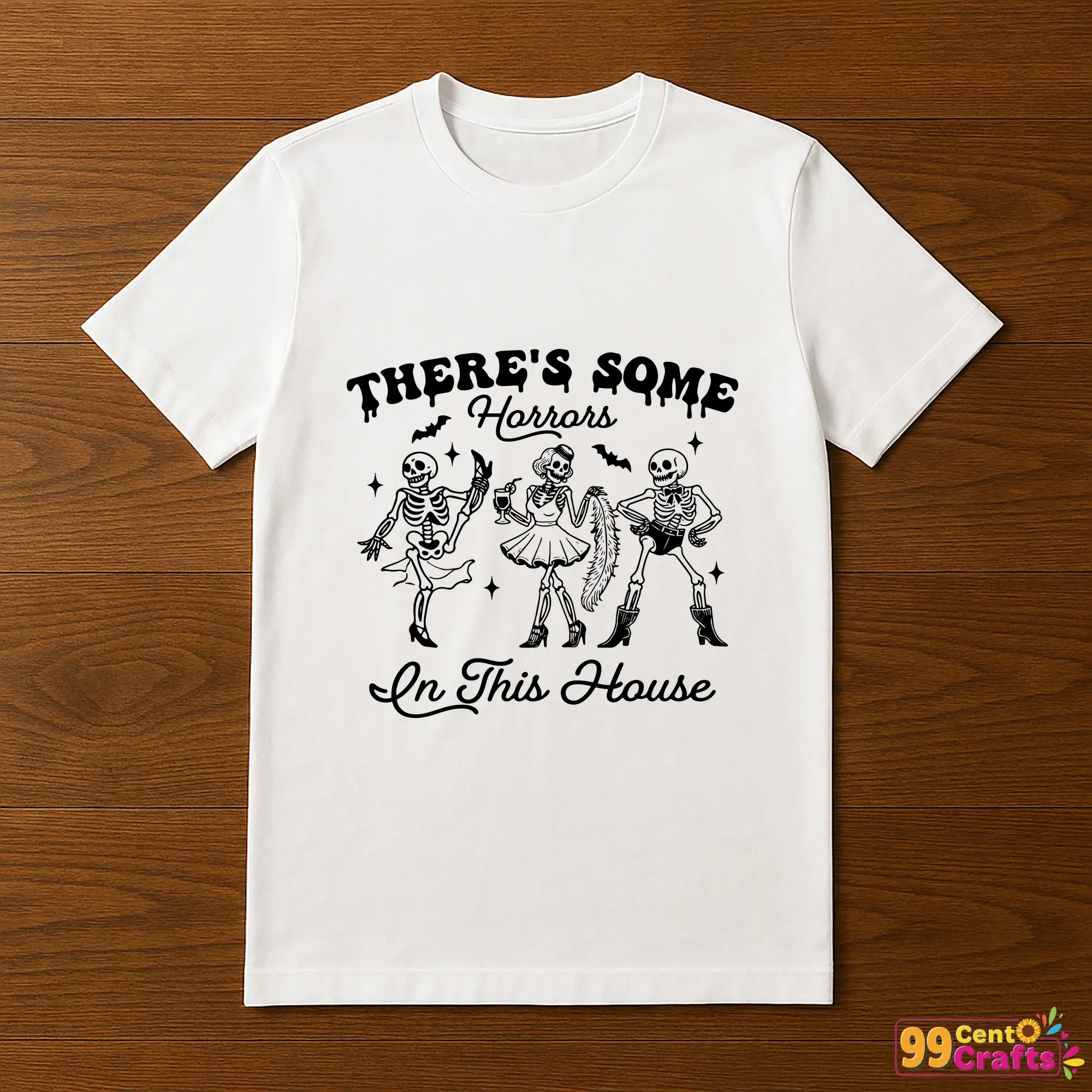 Funny skeleton Halloween SVG printed on a T-shirt mockup