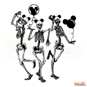 Funny Skeletons Mickey Ears SVG design featuring skull patterns in classic mouse ear silhouette for Halloween crafts