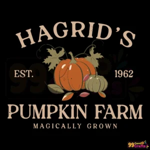 Hagrid's Pumpkin Farm SVG design featuring Harry Potter themed Halloween graphics for Cricut and Silhouette cutting