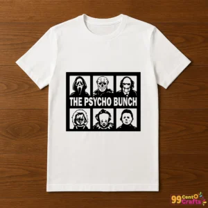 Halloween horror movie characters svg design on t-shirt mockup