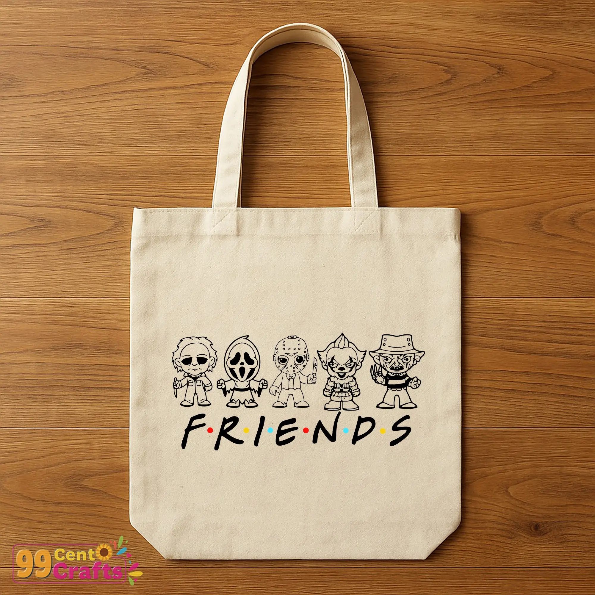 Halloween Horror Movie Killers design on a tote bag mockup