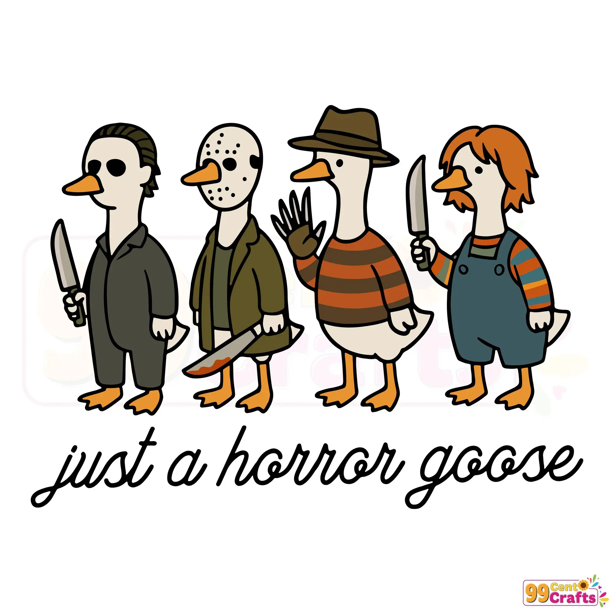Halloween silly goose SVG design with spooky horror elements for Cricut cutting machines