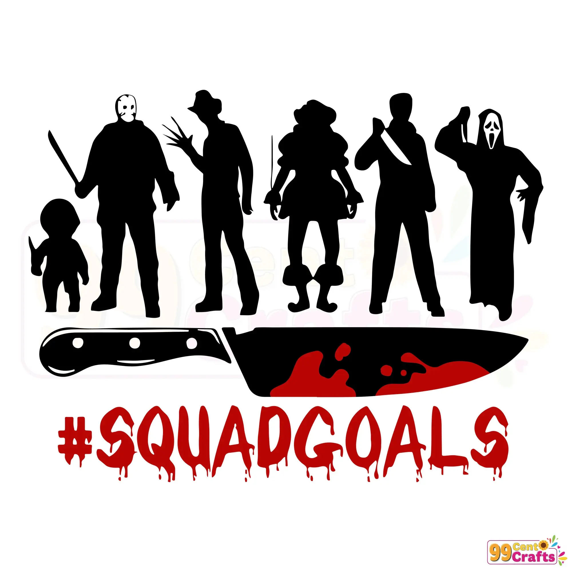 Halloween Squad Goals SVG design featuring horror movie killers