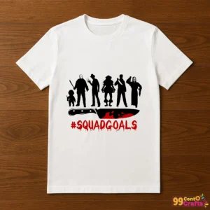 Halloween Squad Goals horror movie killers design on a t-shirt