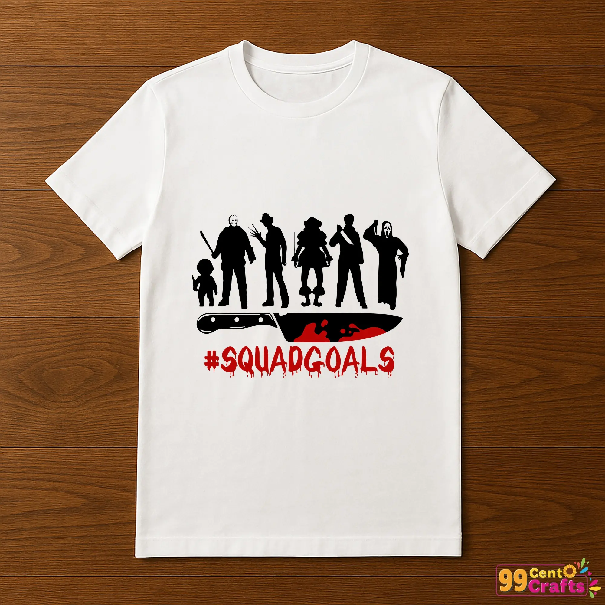 Halloween Squad Goals horror movie killers design on a t-shirt