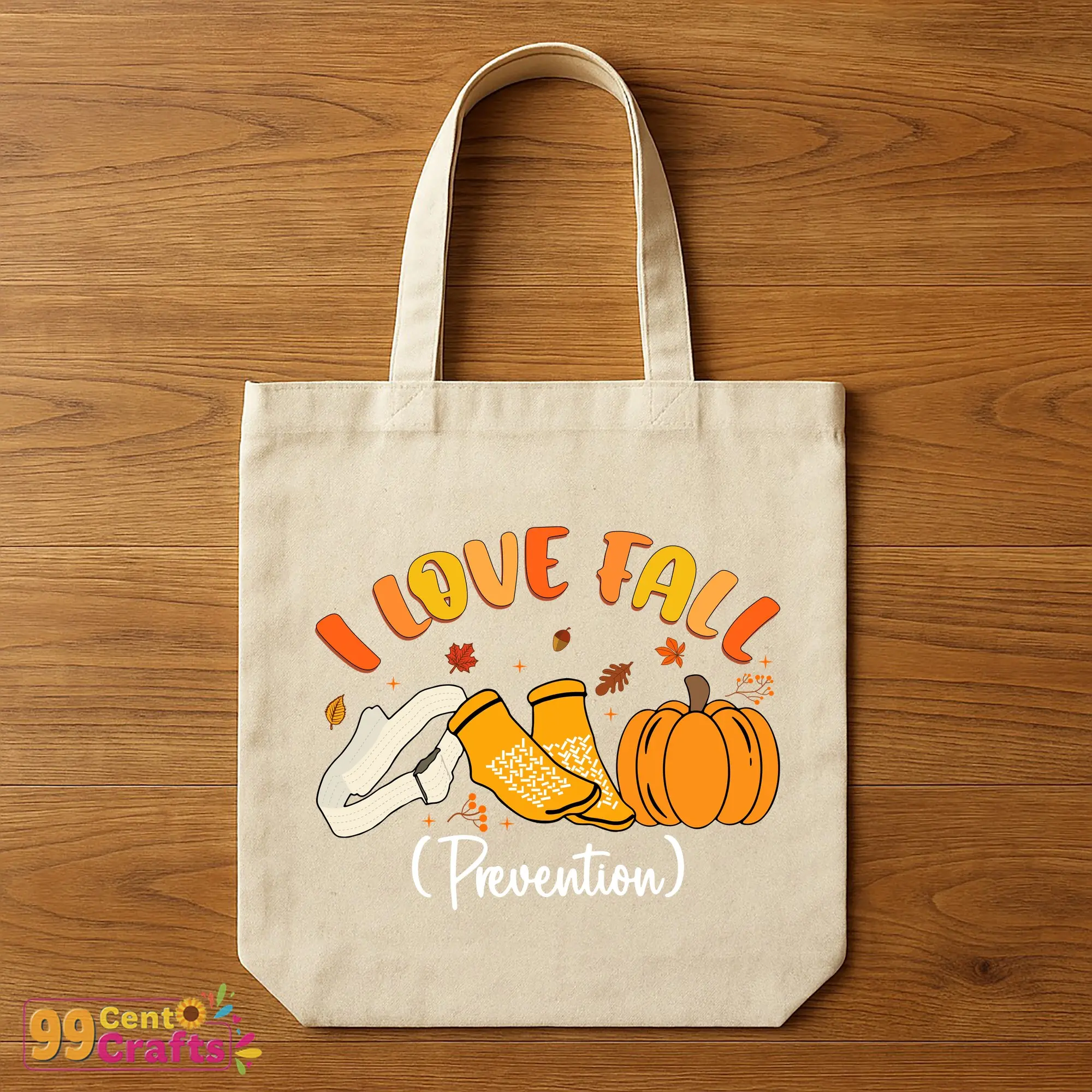 Fall prevention SVG design on tote bag mockup perfect for nurses and physical therapy professionals