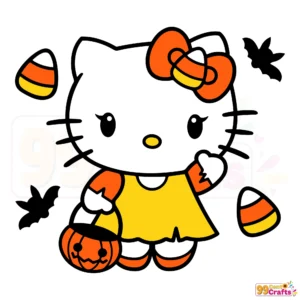 Hello Kitty candy corn pumpkin Halloween SVG design for Cricut and Silhouette crafting projects
