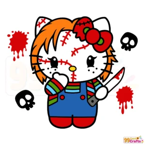 Hello Kitty Good Guys Chucky Halloween SVG design for Cricut and Silhouette cutting machines