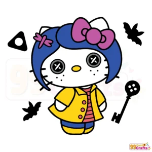 Hello Kitty Coraline Sanrio Halloween SVG design digital file for Cricut and Silhouette cutting machines
