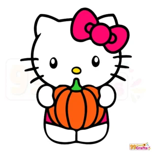 Hello Kitty with pumpkin Halloween SVG design for Cricut and Silhouette cutting machines