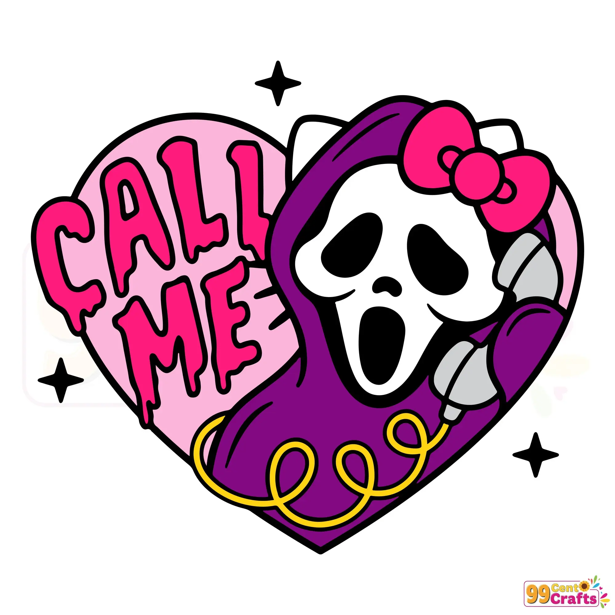 Hello Kitty Scream Halloween SVG design featuring spooky character mashup for Cricut crafting and digital download