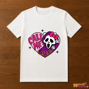 Hello Kitty Scream Halloween design on t-shirt mockup showing spooky character print for apparel crafting