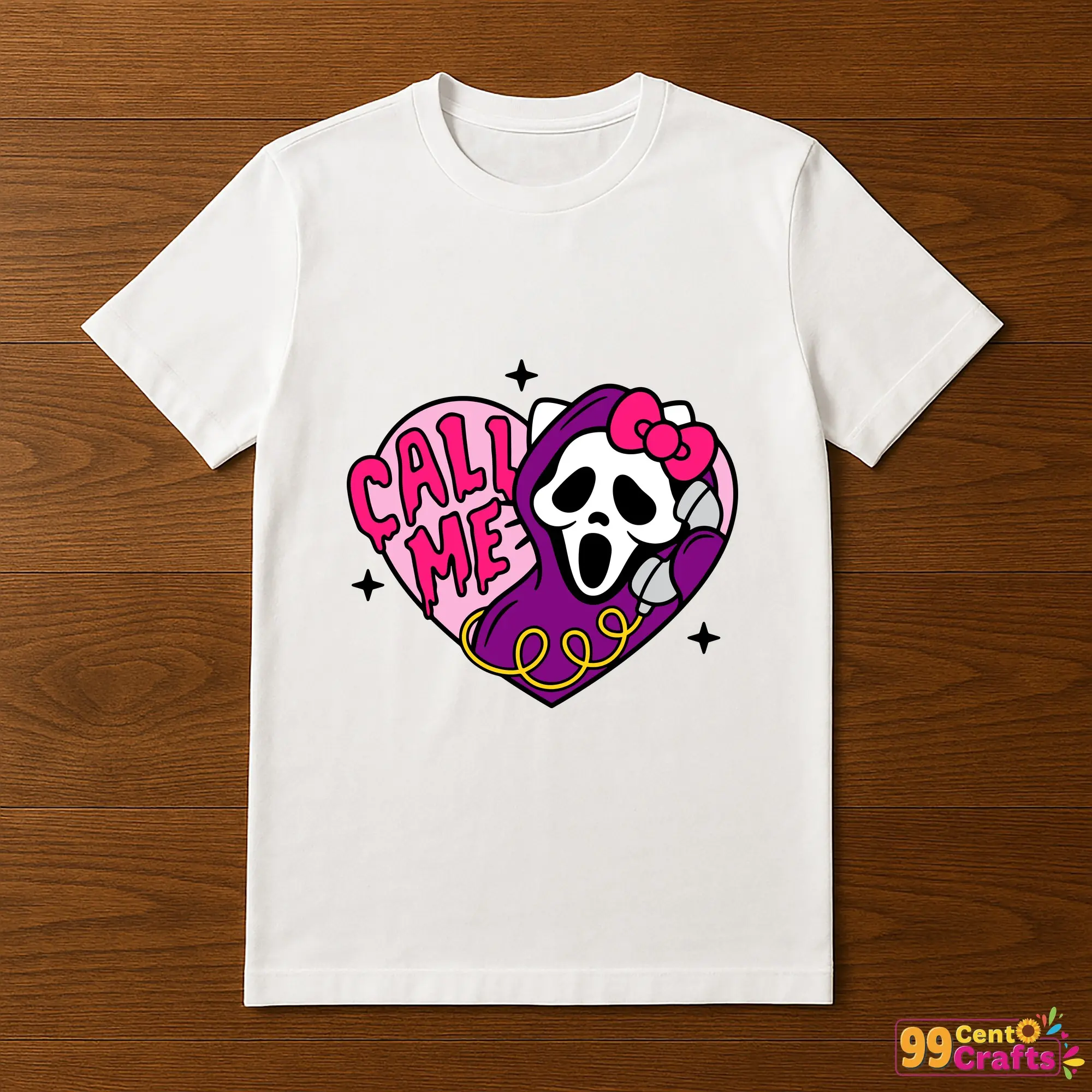 Hello Kitty Scream Halloween design on t-shirt mockup showing spooky character print for apparel crafting