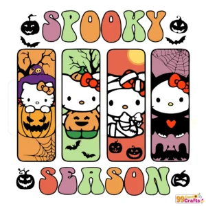 Hello Kitty Spooky Season SVG design with Halloween theme details