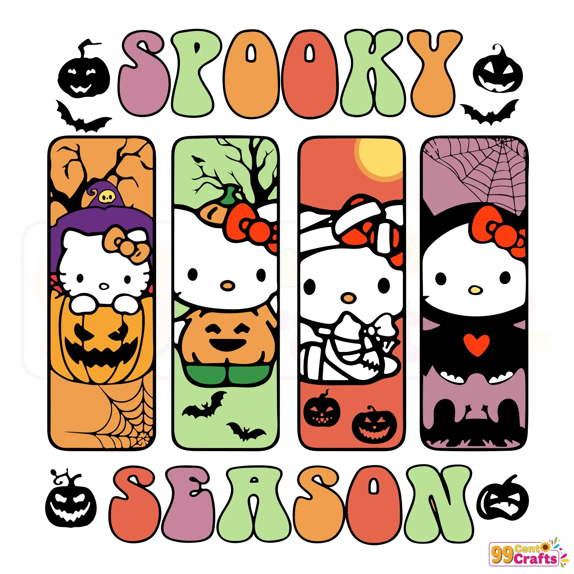 Hello Kitty Spooky Season SVG design with Halloween theme details