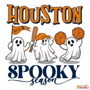 Houston Astros Baseball Spooky Season SVG design with ghost Halloween motifs for Cricut and Silhouette cutting