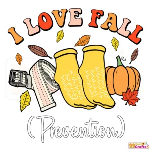 I Love Fall Prevention SVG design with autumn nurse and physical therapy pumpkin graphics for Cricut and Silhouette