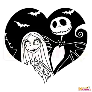 Jack Skellington and Sally layered heart SVG design for Cricut and Silhouette