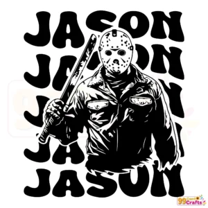 Jason Voorhees horror movie mask SVG design for Halloween crafts